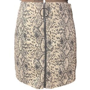 NEW Womens (S) Mini Skirt Snake Skin Print Full Zip Cotton Blend KNOW.ONE.CARES